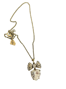 Park Lane Crystal Heart & Bow Pendant Necklace
